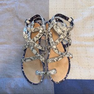 Cabi Athena Gladiator Sandals Snakeskin